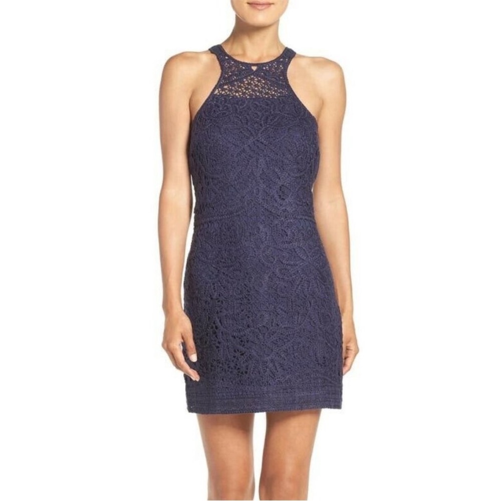 LILY PULITZER JAMIE NAVY LACE SHIFT DRESS SIZE SMALL